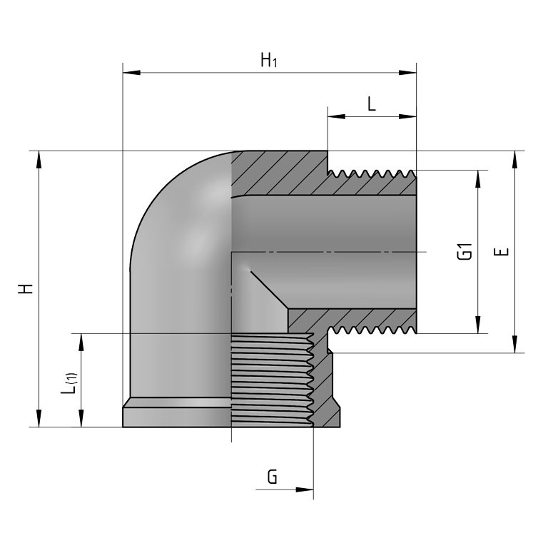 PP Gewindefittings Gewindeverschraubung Winkel 90° Fitting Innengewinde x Außengewinde