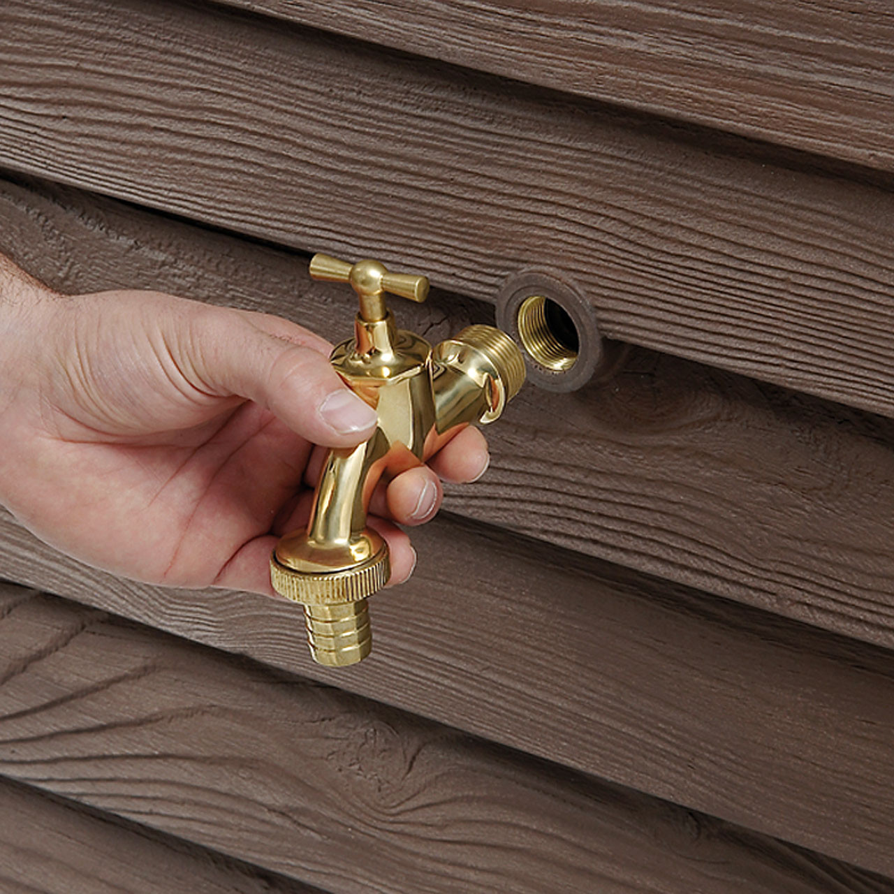 350l Wandtank WOODY Deko-Regenspeicher in Holzoptik darkwood als Regentonne Regensammler von GRAF GARANTIA