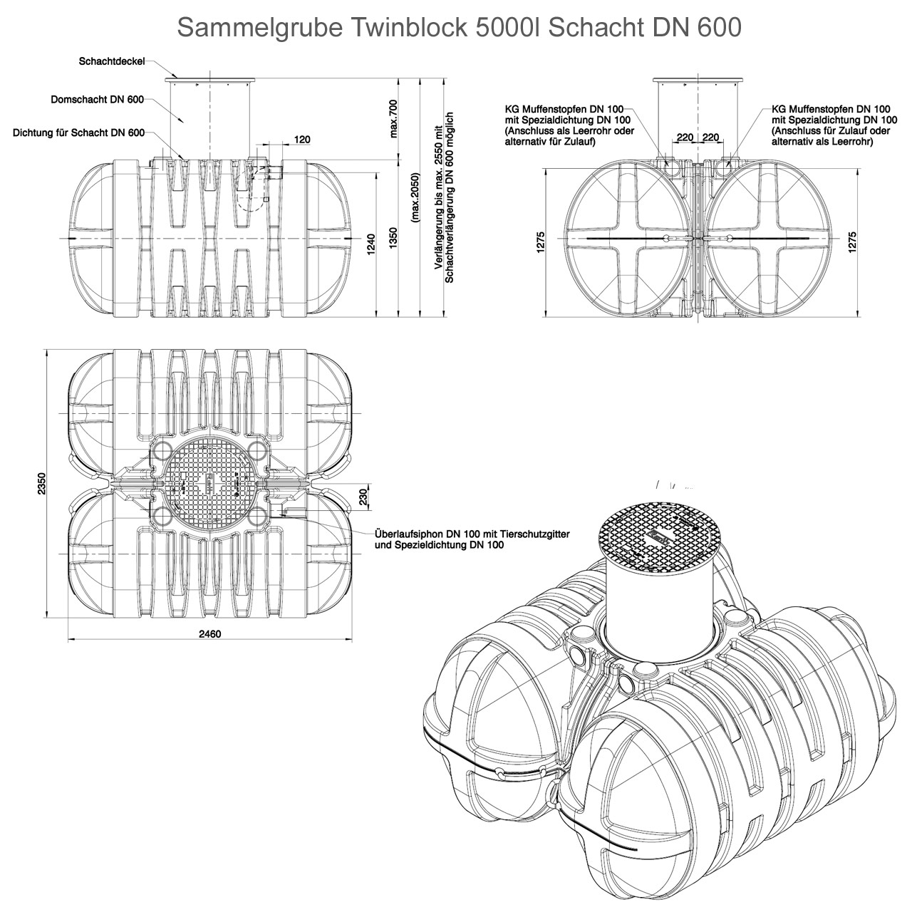 ROTH Flachspeicher Twinbloc® 5000 Liter Regenwasser Tank