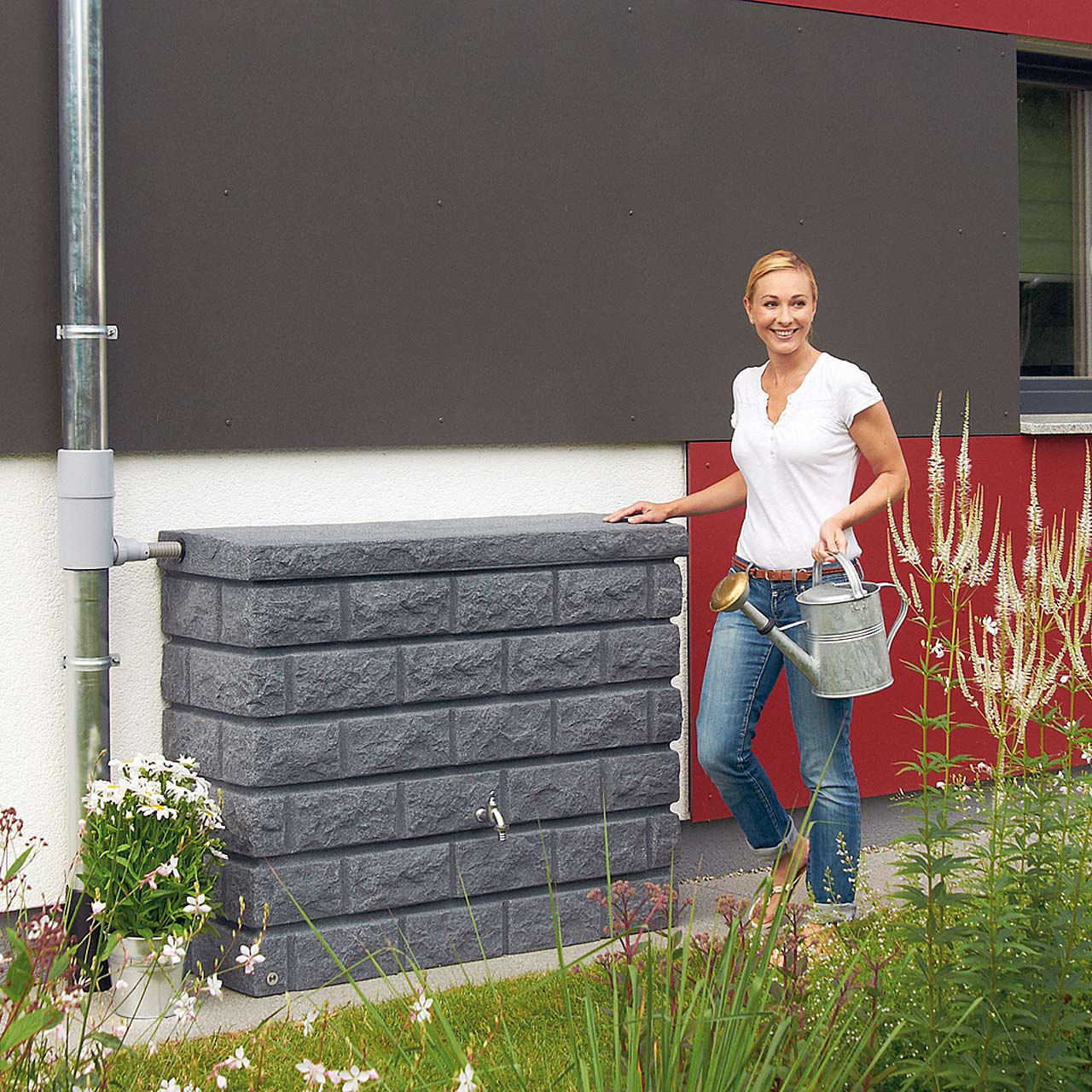 400l Wandtank ROCKY Deko-Regenspeicher Steinoptik Regentonne Regensammler von GRAF GARANTIA