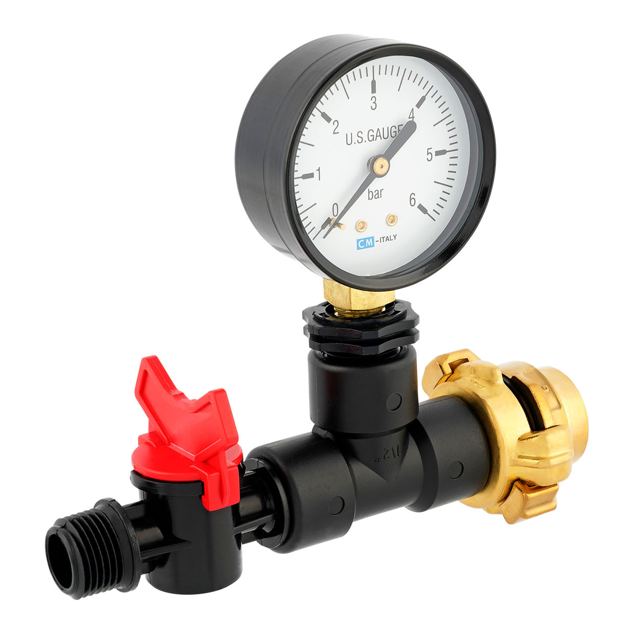Messgerät mit Manometer für Wassermenge Druck/Durchfluss