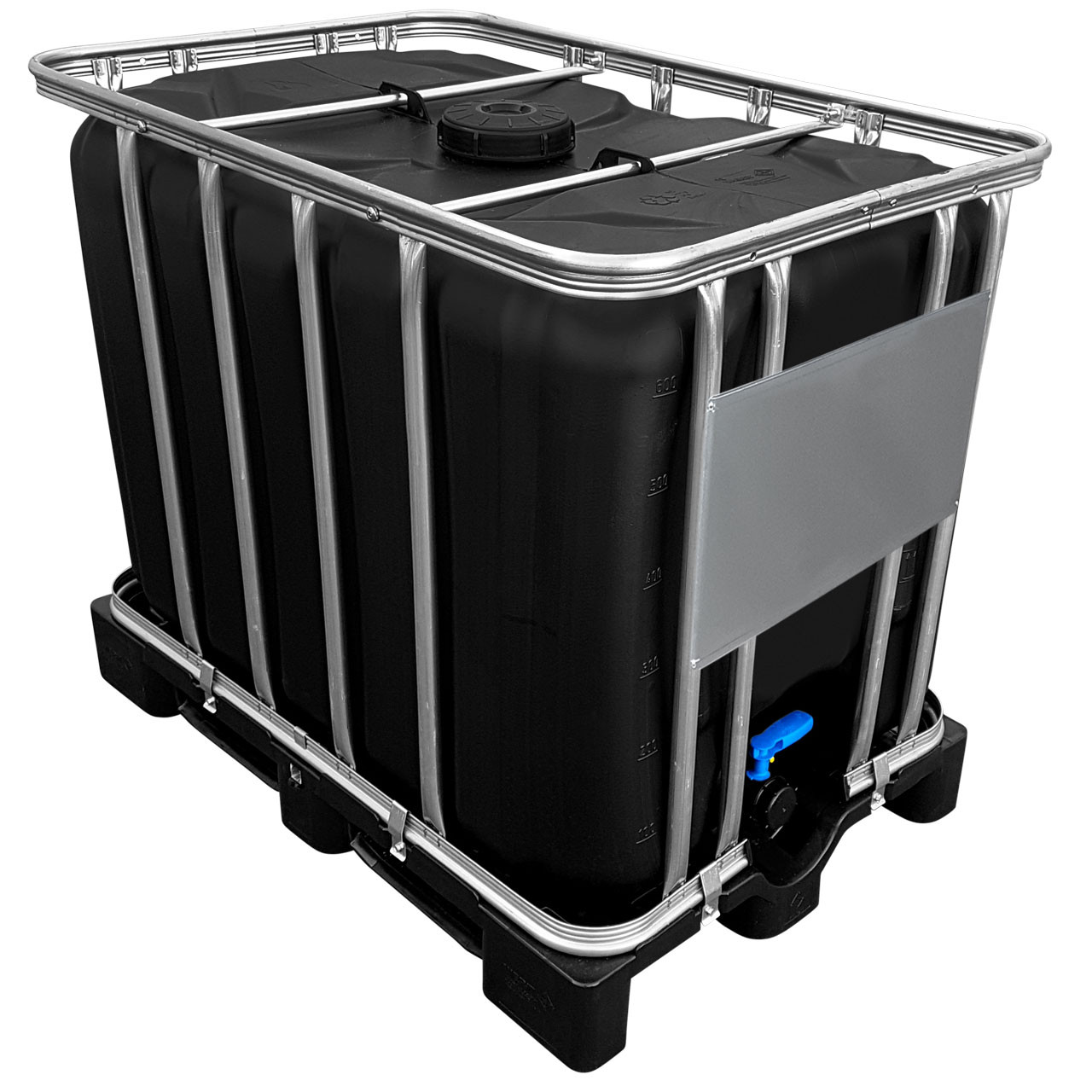 600l IBC Container in SCHWARZ (UV-Schutz) auf Kunststoffpalette NEU