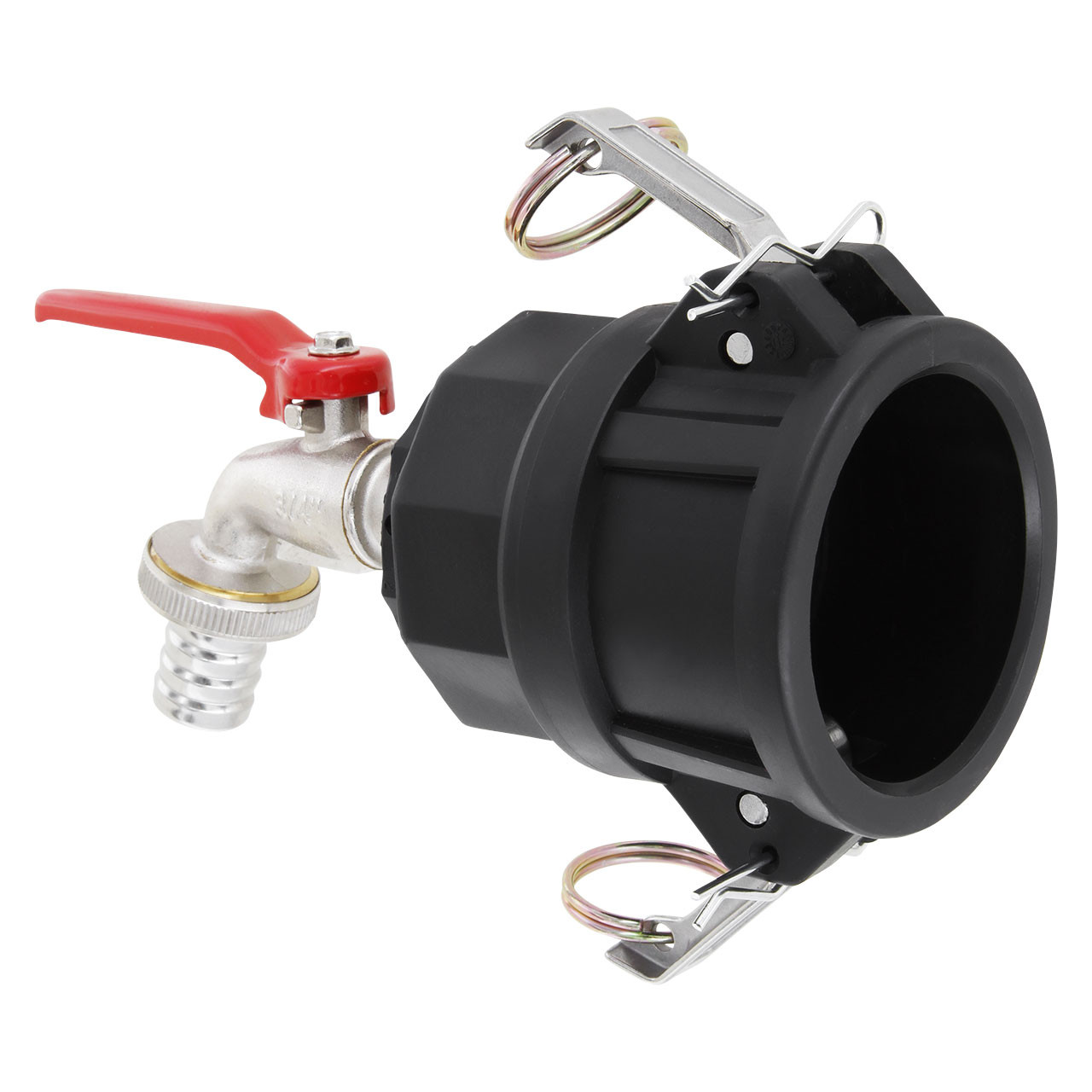 IBC Container Adapter 2" Camlock Kamlok Dose (Mutterkupplung) - 3/4" Kugelhahn Profi Auslaufventil