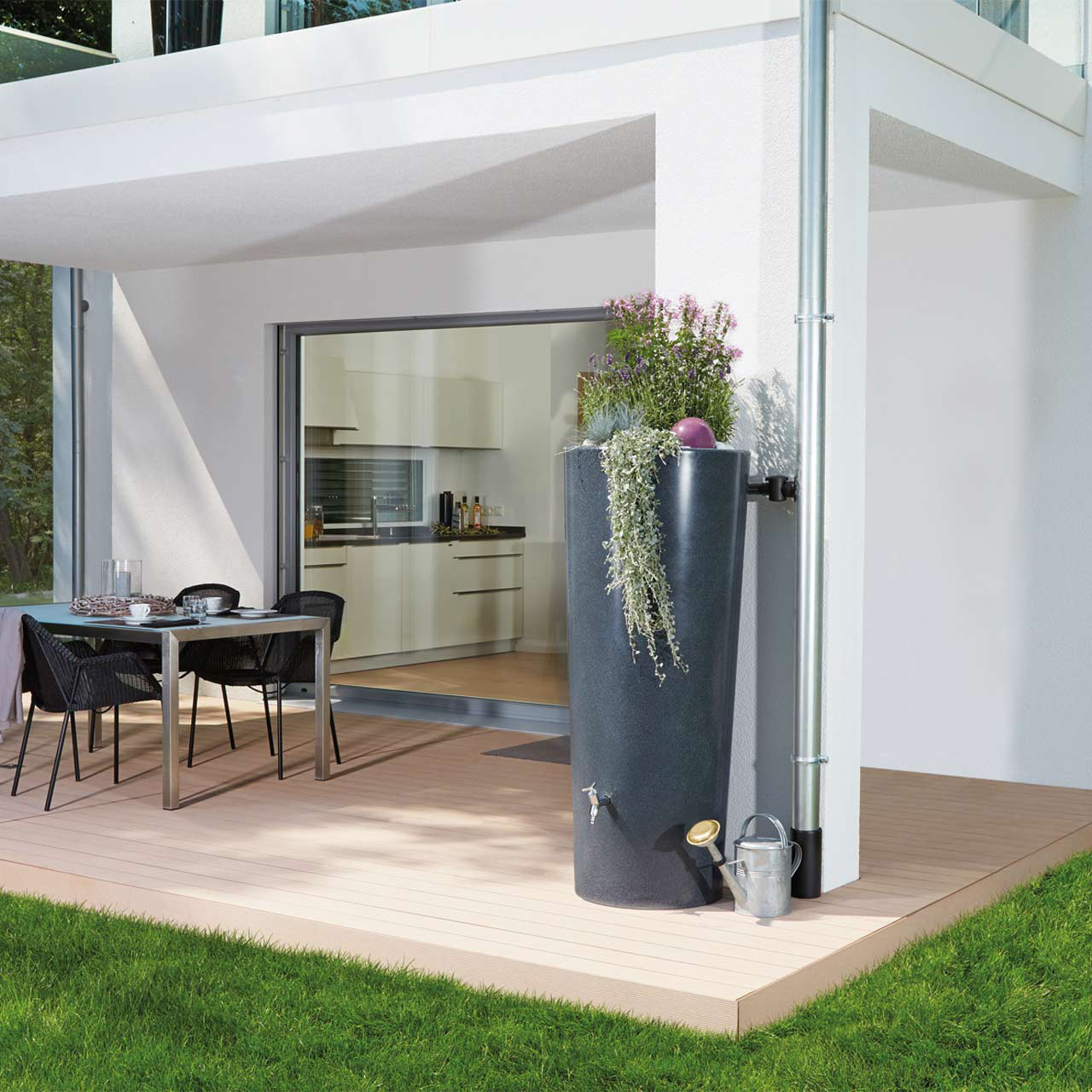 350l Regentonne Wassertank Regenspeicher STONE LAVA 2in1 mit Pflanzschale von GRAF GARANTIA