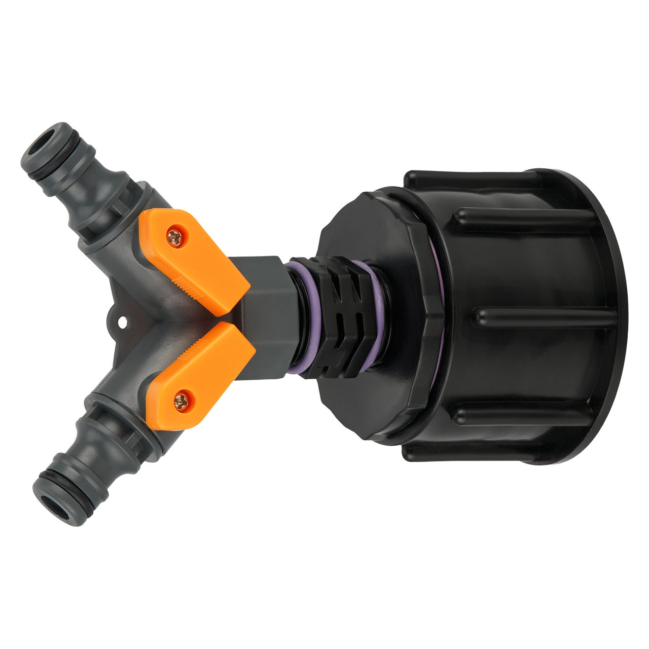 IBC Adapter S60x6 (60mm) Grobgewinde DN50 - PROFI 2-Wege-Ventil Hahn "GARDENA" kompatibel