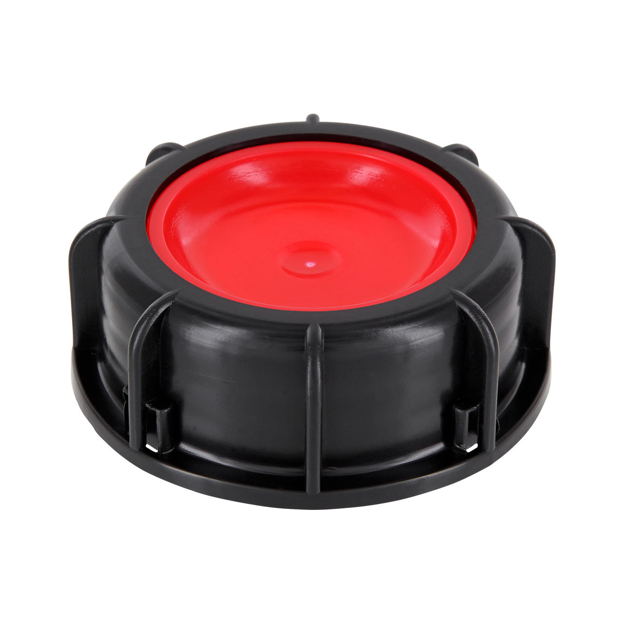 IBC-Hahn-Kappe-S60x6-DN50-3-tlg-SchwarzRote-PE-Scheibe-1 IBC Hahn Kappe S60x6 DN50 - 3-tlg. (Schwarz/Rote PE-Scheibe)