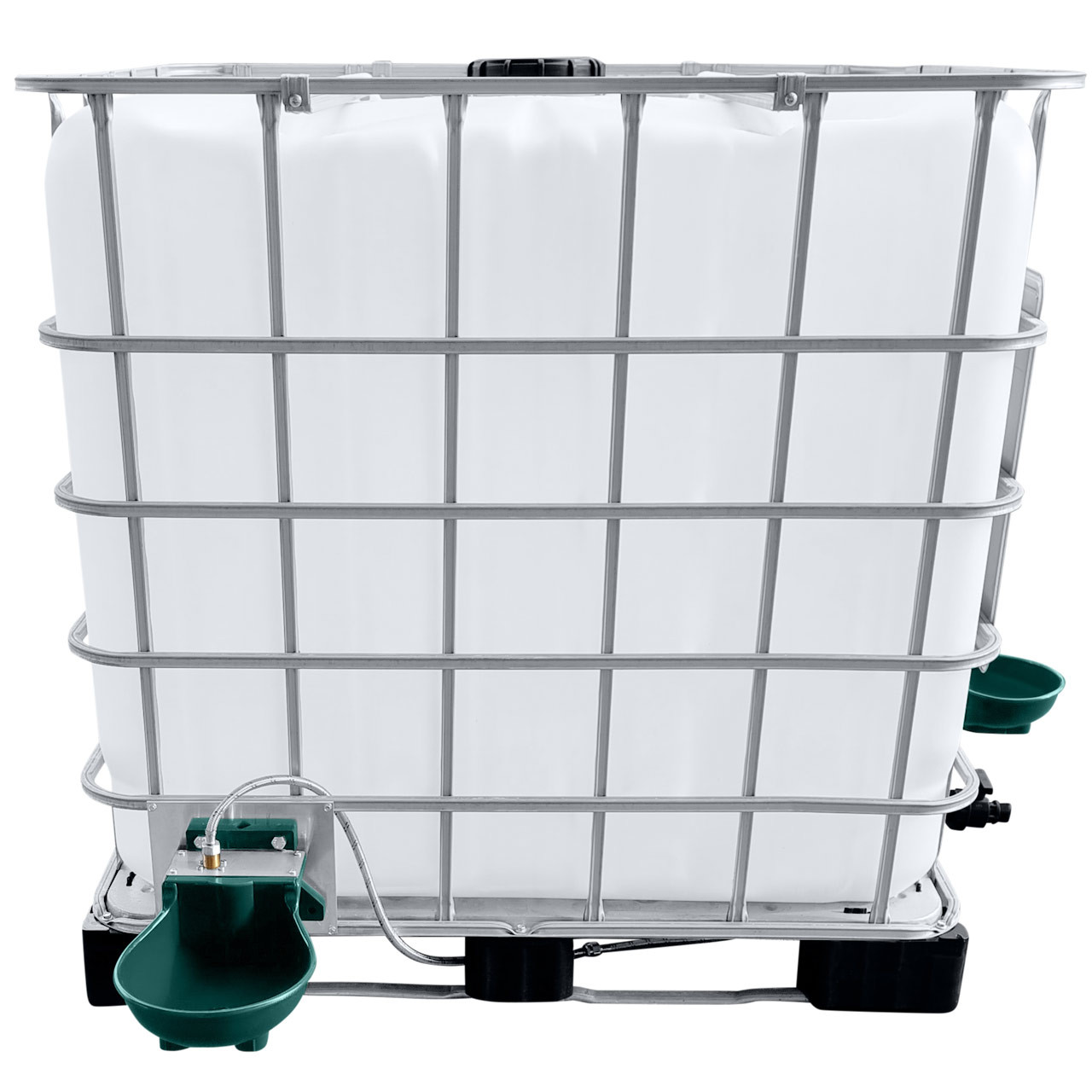 1000l IBC Wassertank mit Doppel-Tränkebecken auf Stahl/PE-Palette NEU