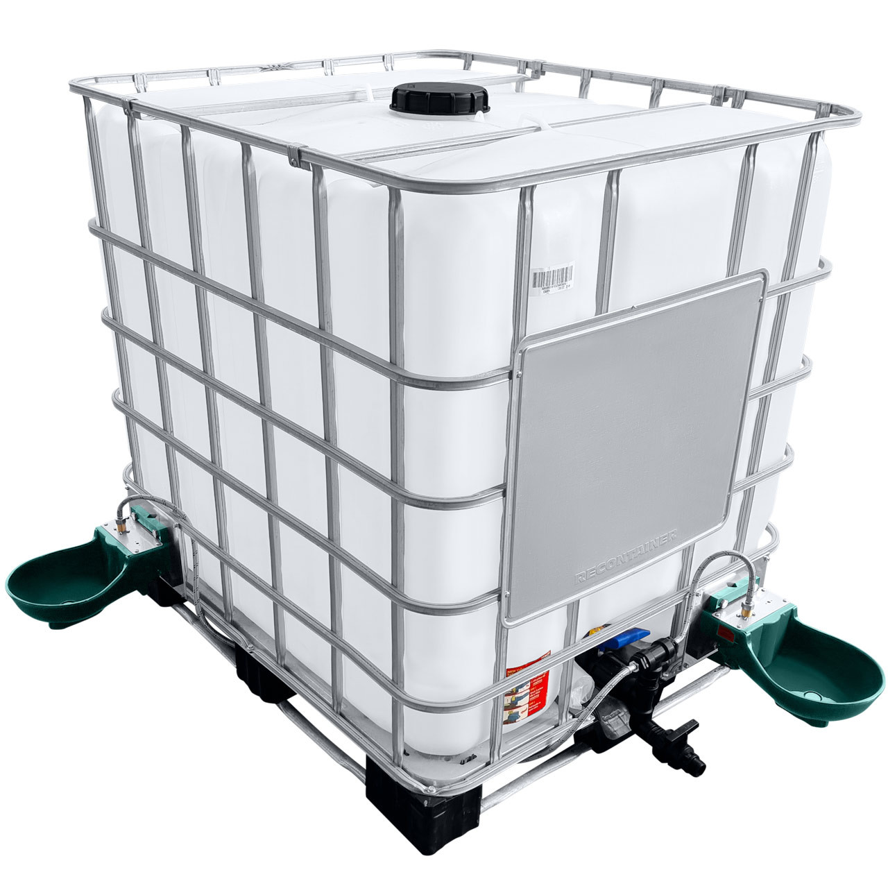 1000l IBC Wassertank mit Doppel-Tränkebecken auf Stahl/PE-Palette NEU