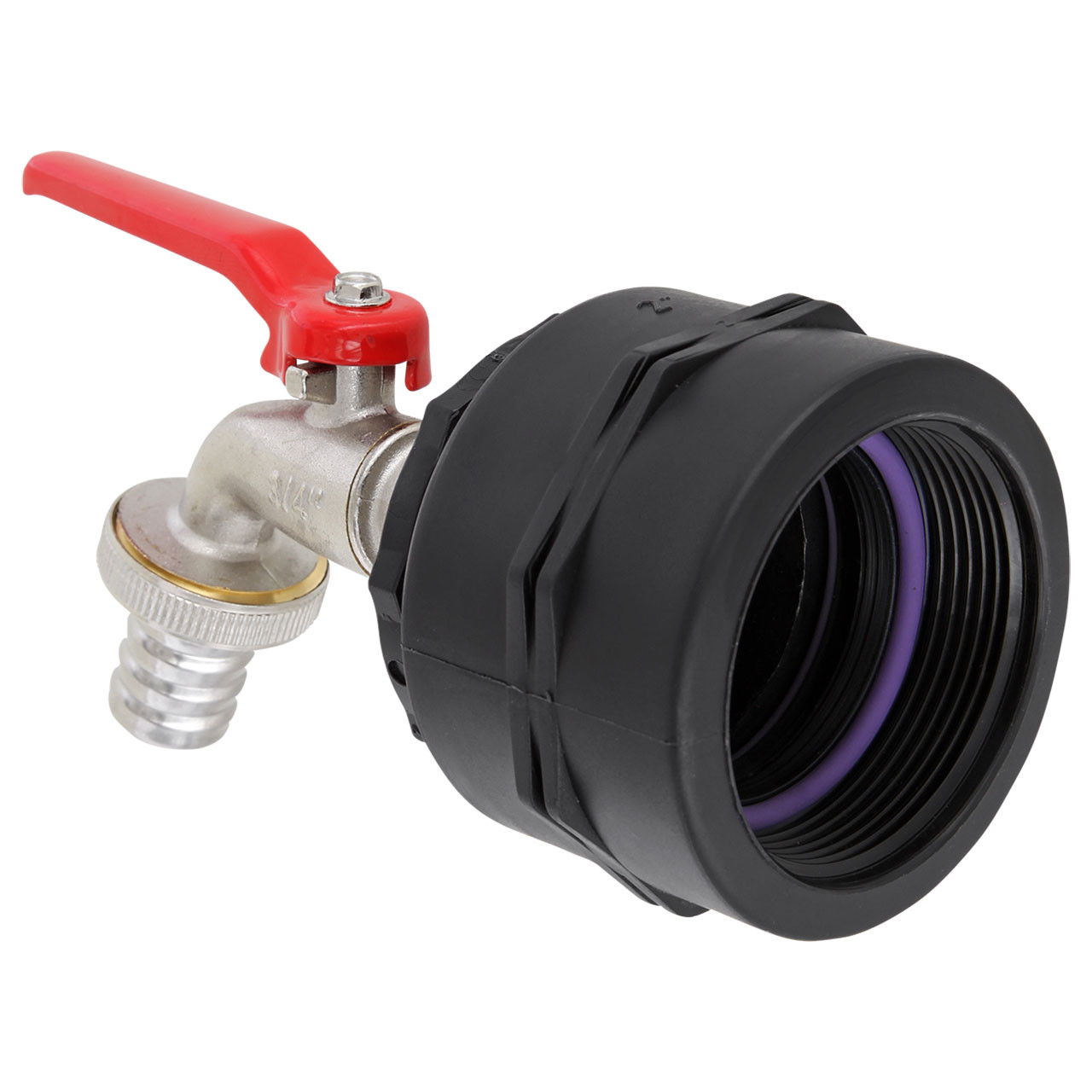 IBC Container Adapter BSP 2" (60mm) Feingewinde DN 50  - 3/4" Kugelhahn Profi Auslaufventil