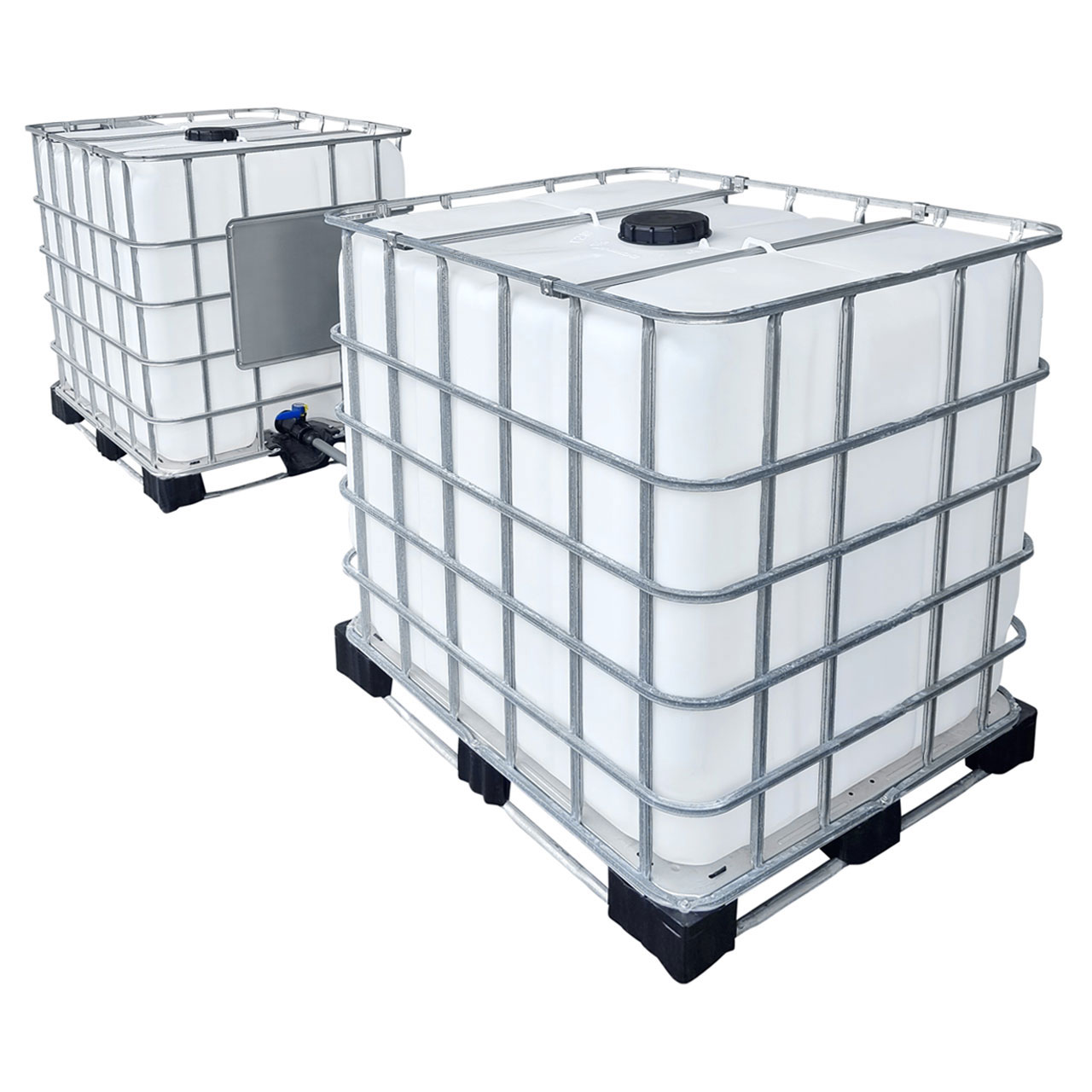 2000l IBC Wassertank gegenüber mit Rohr Tankverbindung