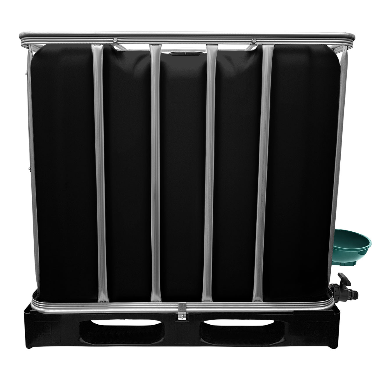 1000l IBC Wassertank in SCHWARZ mit Tränkebecken auf PE-Palette NEU