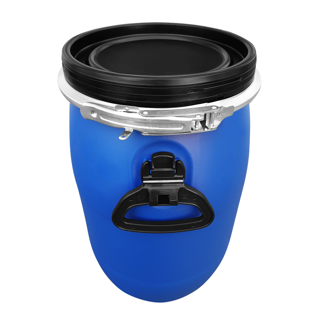 30-Liter-Deckelfass-mit-PE-Spannring-UN-X 30 L Weithalsfass Kunststoffdeckelfass, Blau, UN Zulassung