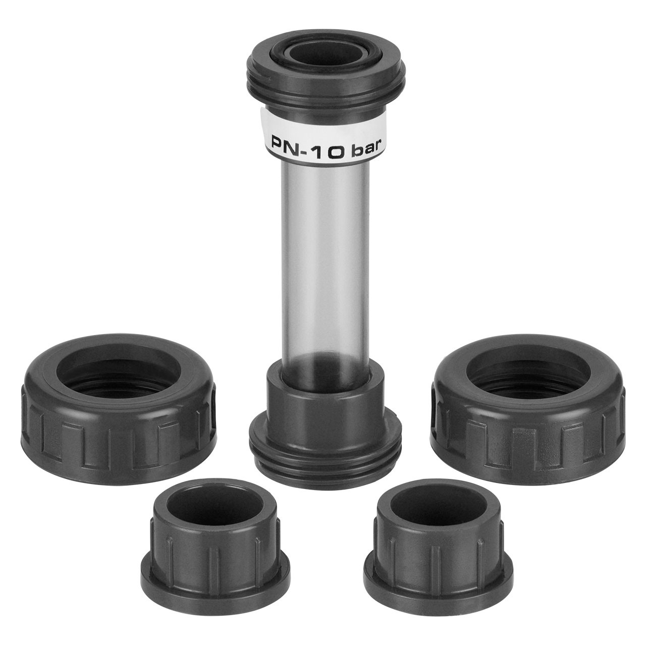 PVC-U Durchglass-Schauglas mit Verschraubung + 2x Klebemuffe