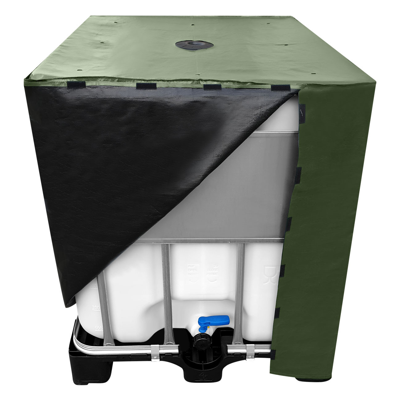 1000l IBC Container Cover UV-Schutz Gewebe mit Klettverschluss in Grün