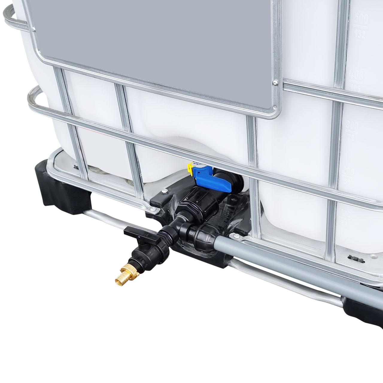 3000l IBC Wassertank nebeneinander mit Rohr Tankverbindung