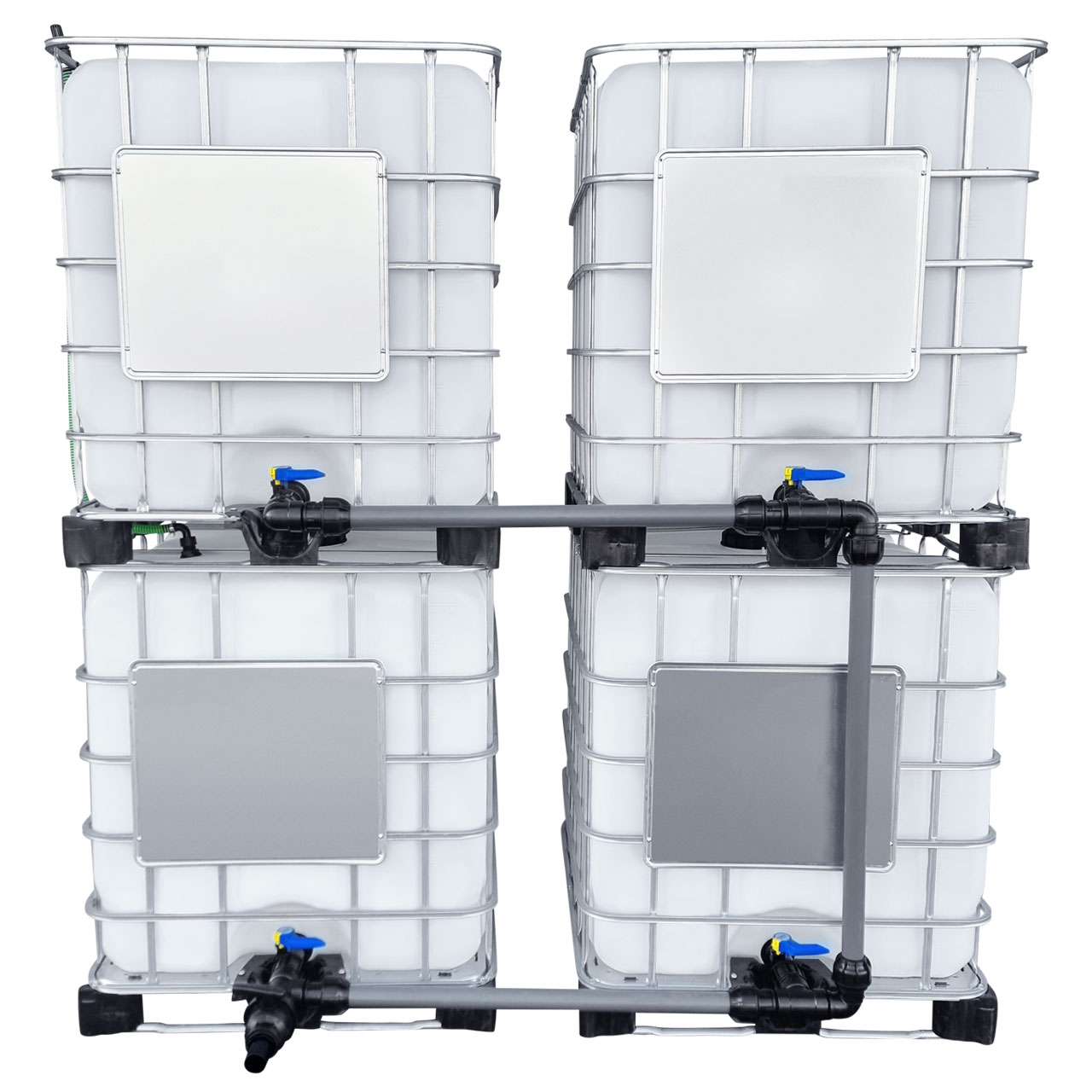 4000l IBC Wassertank neben-/übereinander mit 50mm Schlauch Tankverbindung