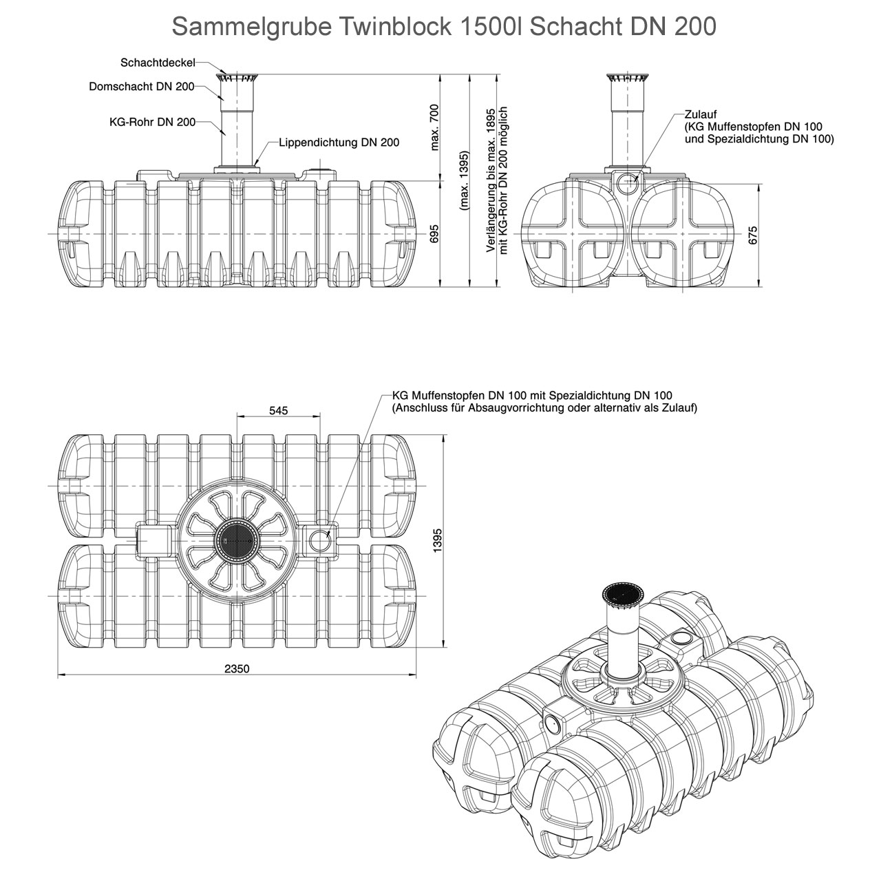 ROTH Sammelgrube Twinbloc® 1500 Liter mit DIBt-Zulassung