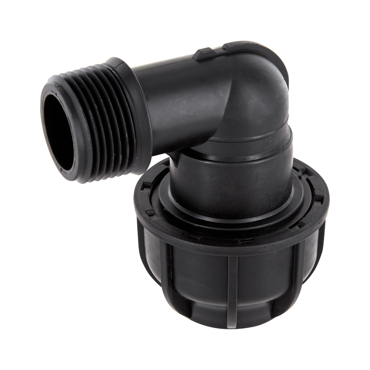 PP-Klemmfitting Rohr Winkel 90° Klemmverbindung x Außengewinde x Klemmverbindung