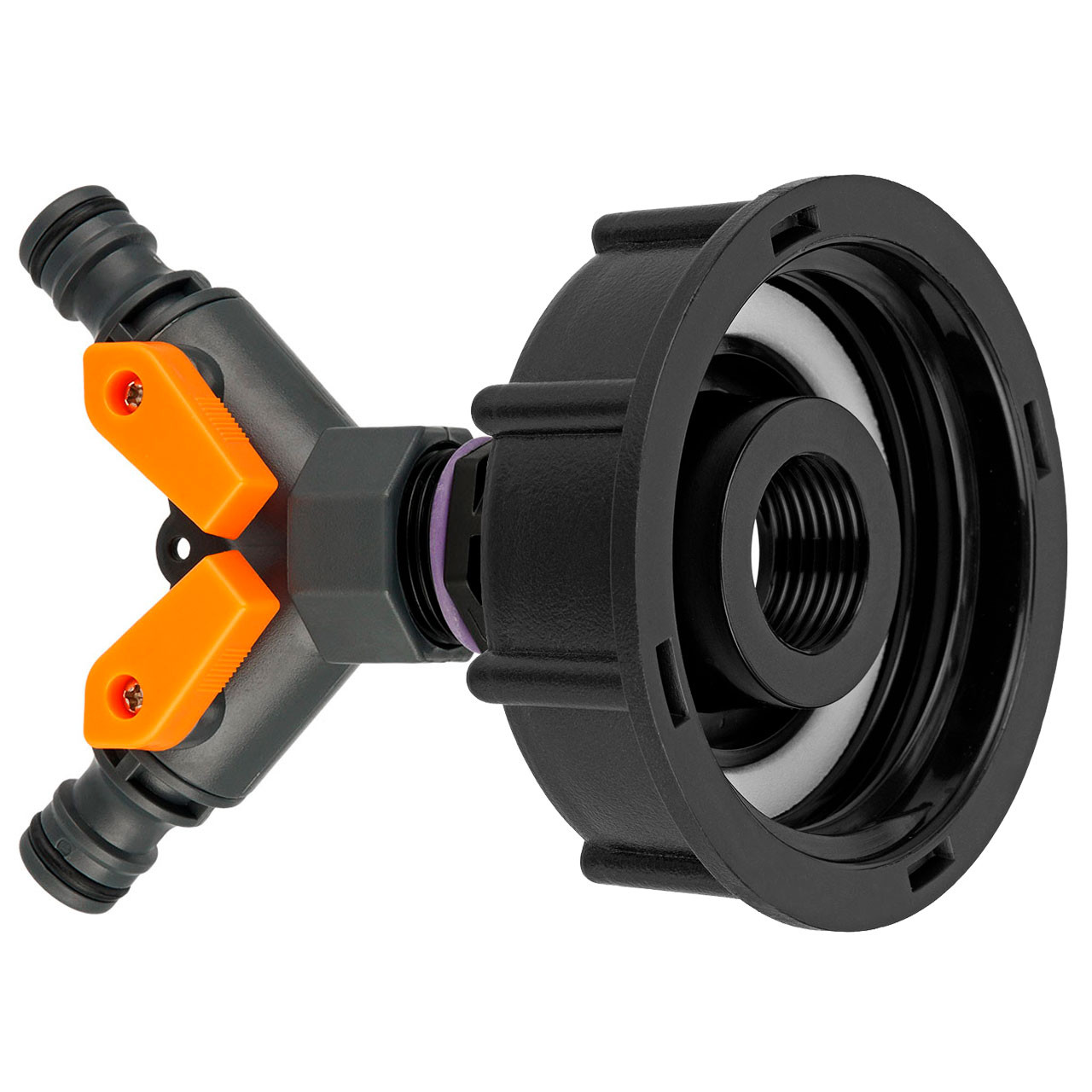 IBC Adapter S60x6 (60mm) Grobgewinde DN 50 - 2-Wege-Ventil Hahn "GARDENA" kompatibel