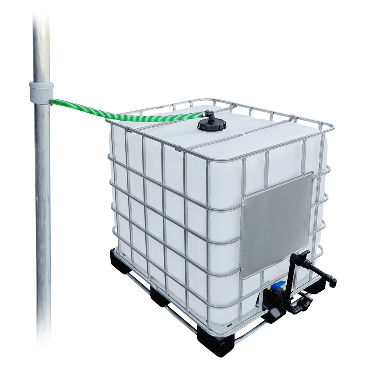 1000l IBC Regenwassertank Neuwertig mit Fallrohranschluss + Schwanenhals