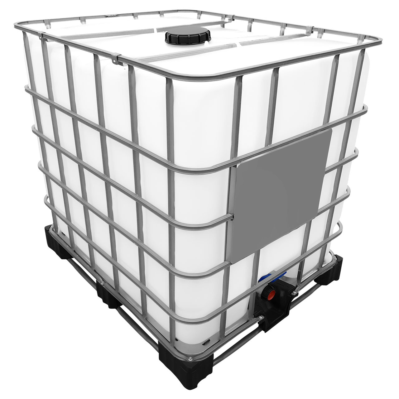 1000l IBC Container REBOTTLED (Neue Blase) auf Stahl/PE-Palette