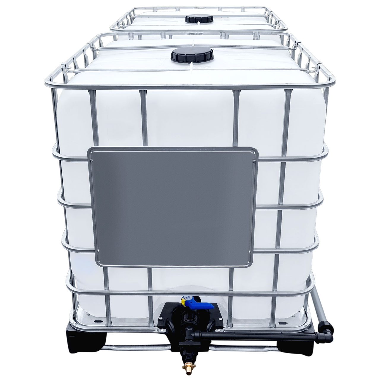 2000l IBC Wassertank hintereinander mit Rohr Tankverbindung