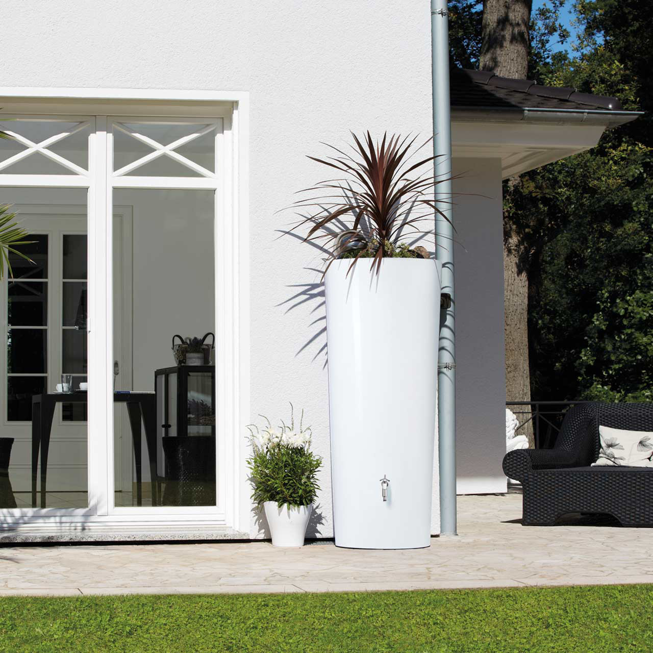 350l Regenspeicher Regentonne Wassertank COLOR 2in1 mit Pflanzschale in COCO von GRAF GARANTIA