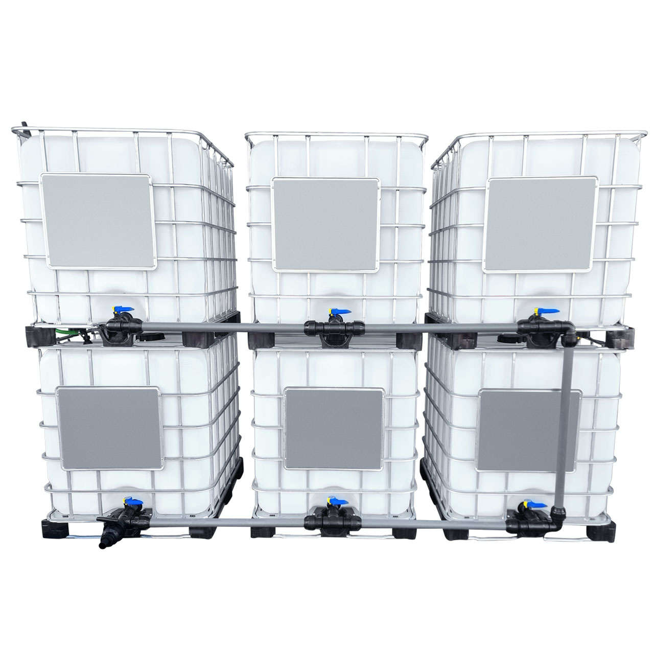 6000l IBC Tank neben-/übereinander mit 50mm Rohr Tankverbindung