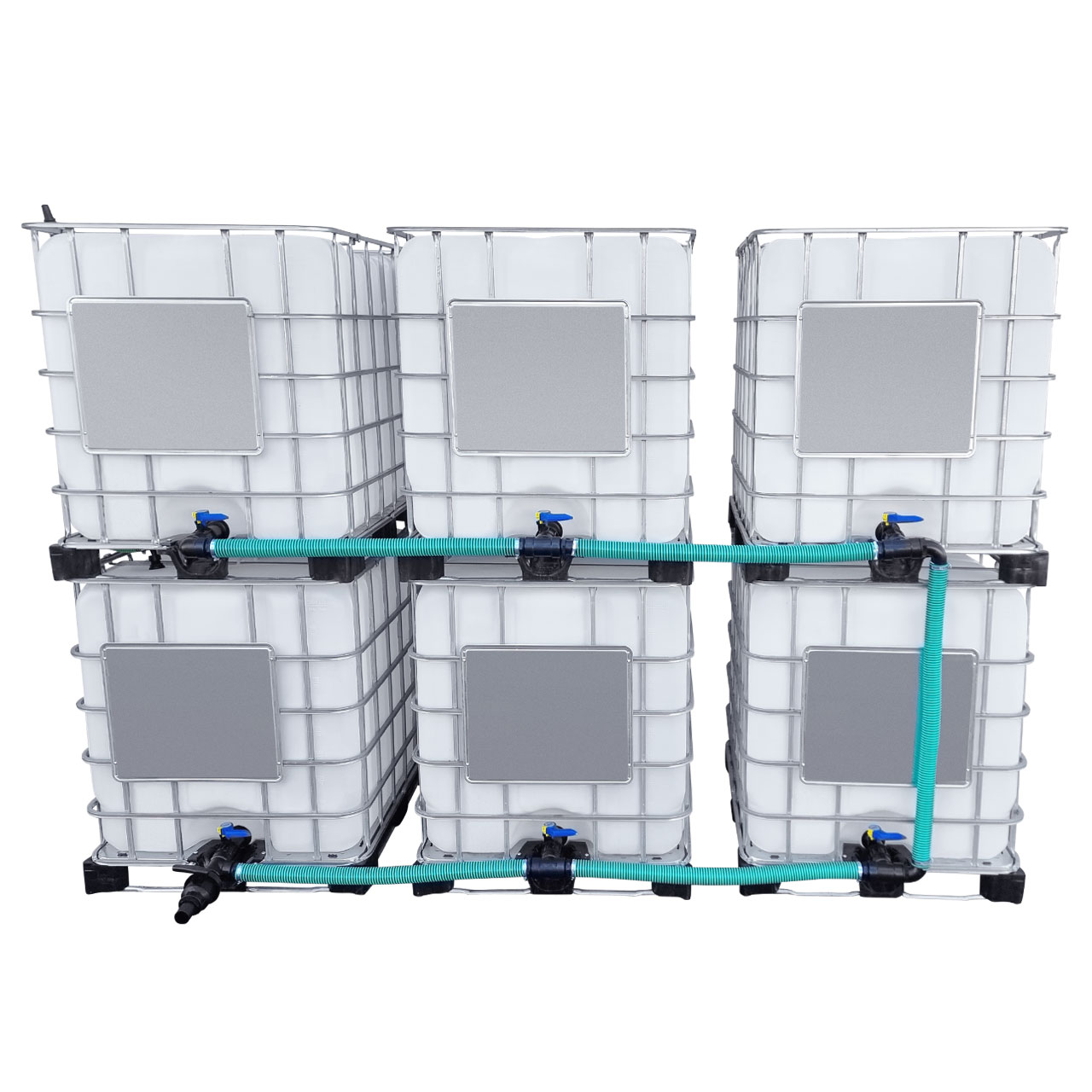 6000l IBC Wassertank neben-/übereinander mit 50mm Schlauch Tankverbindung