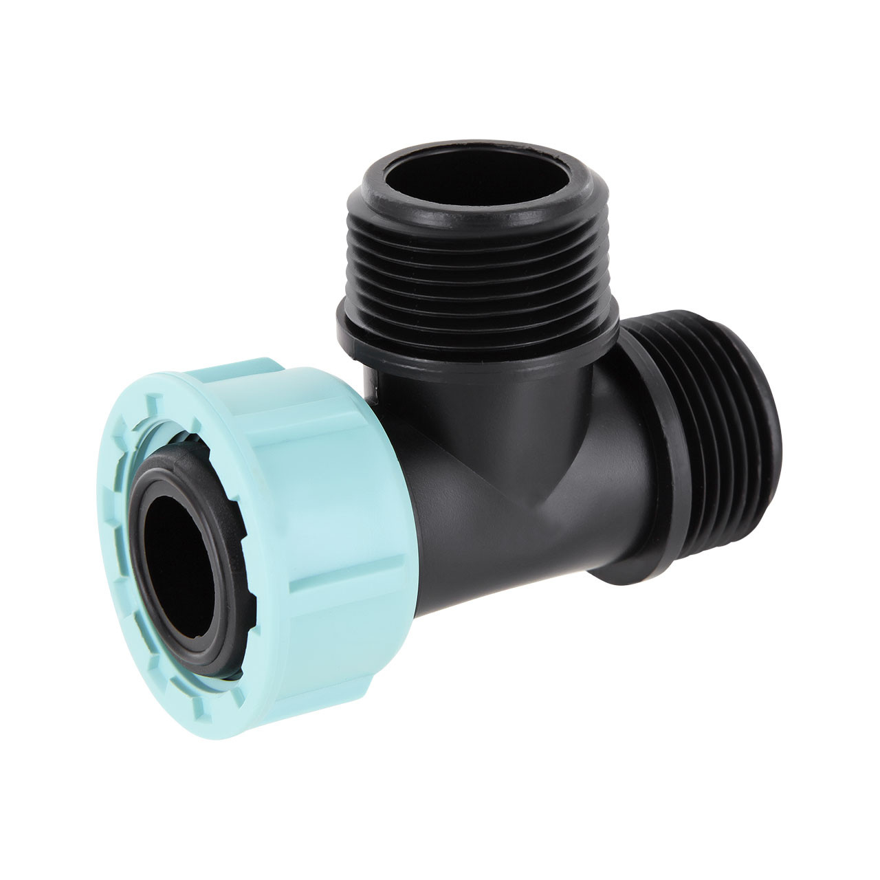 T-Stück Swivel Innengewinde mit O-Ring x 2x Außengewinde