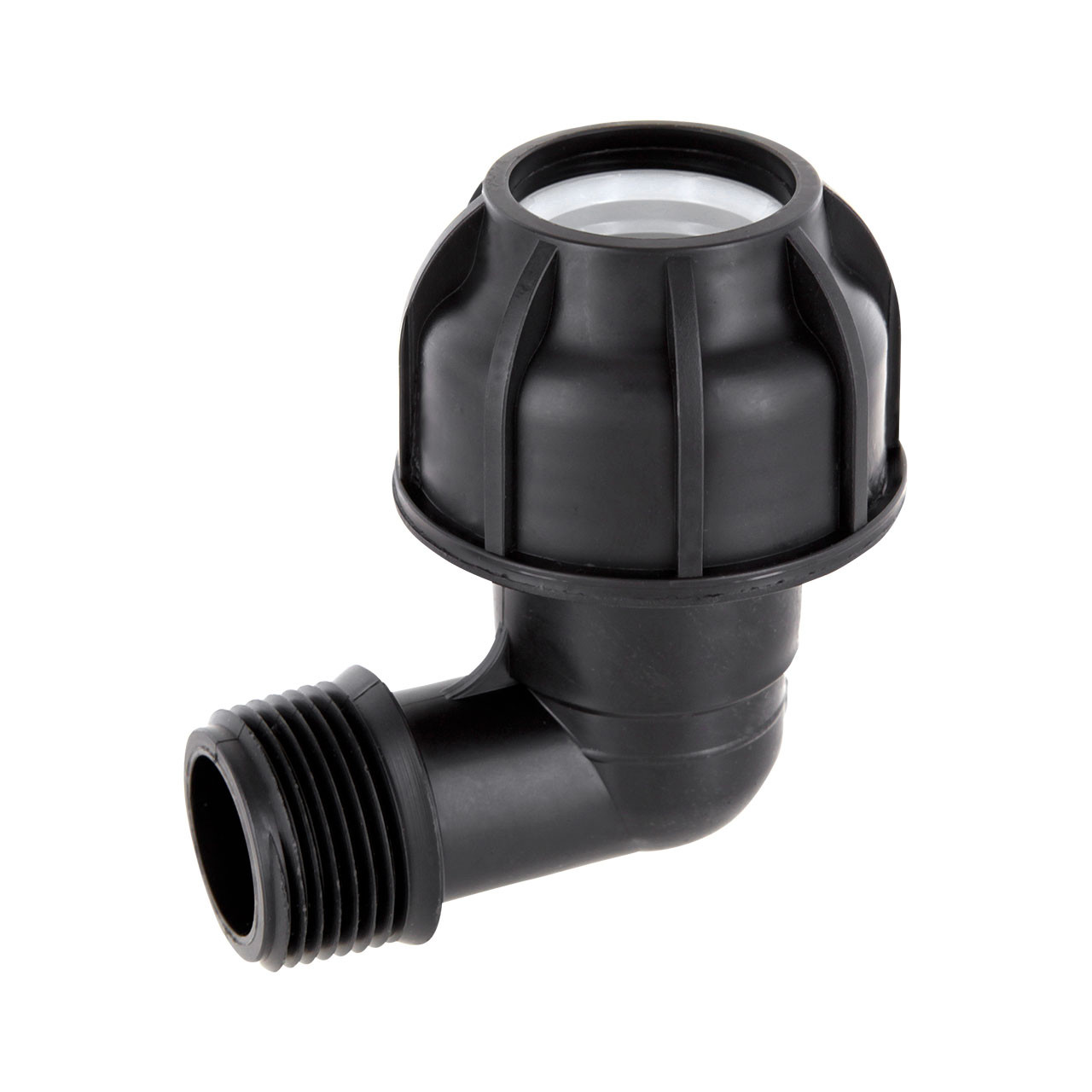 PP-Klemmfitting Rohr Winkel 90° Klemmverbindung x Außengewinde x Klemmverbindung