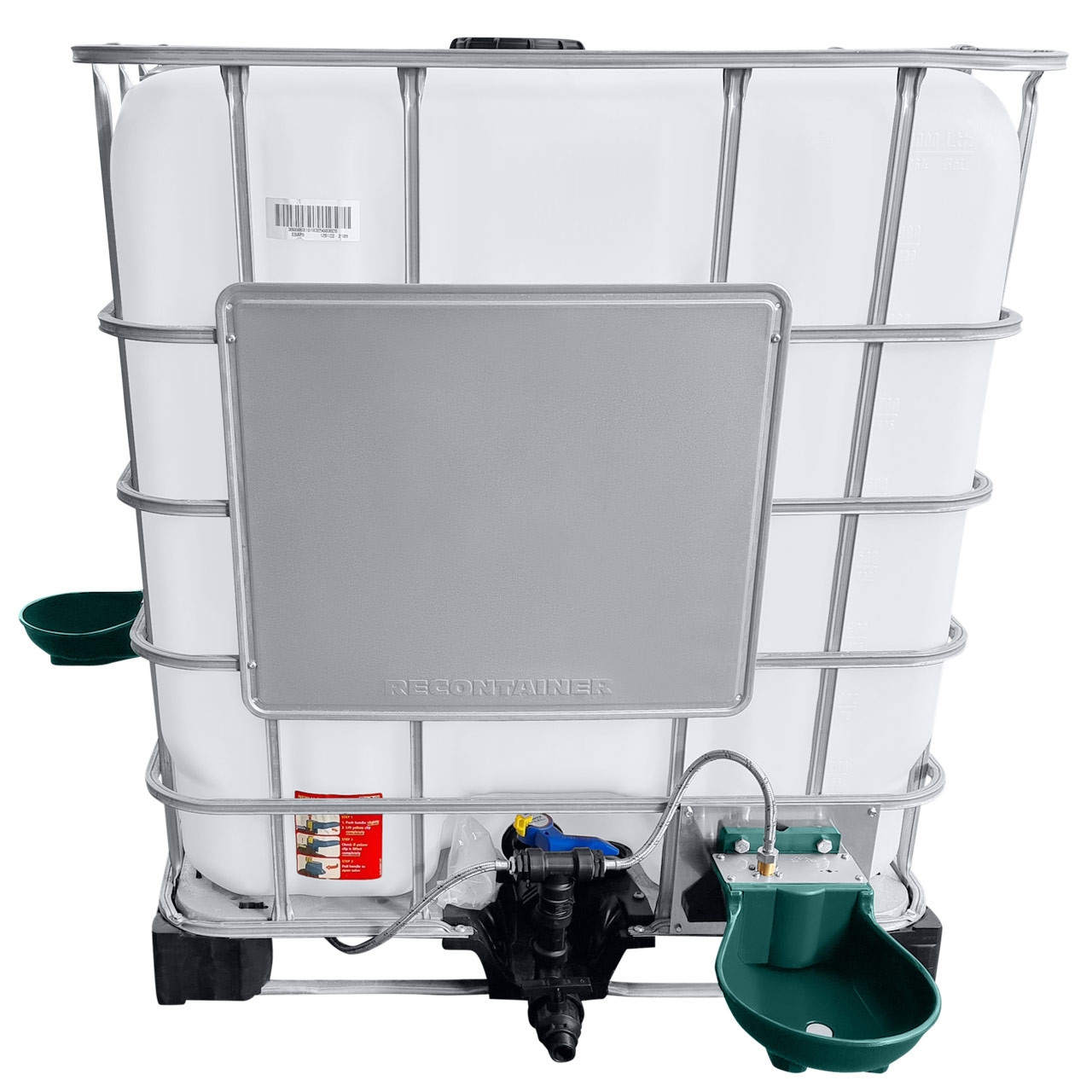 1000l IBC Wassertank mit Doppel-Tränkebecken auf Stahl/PE-Palette NEU