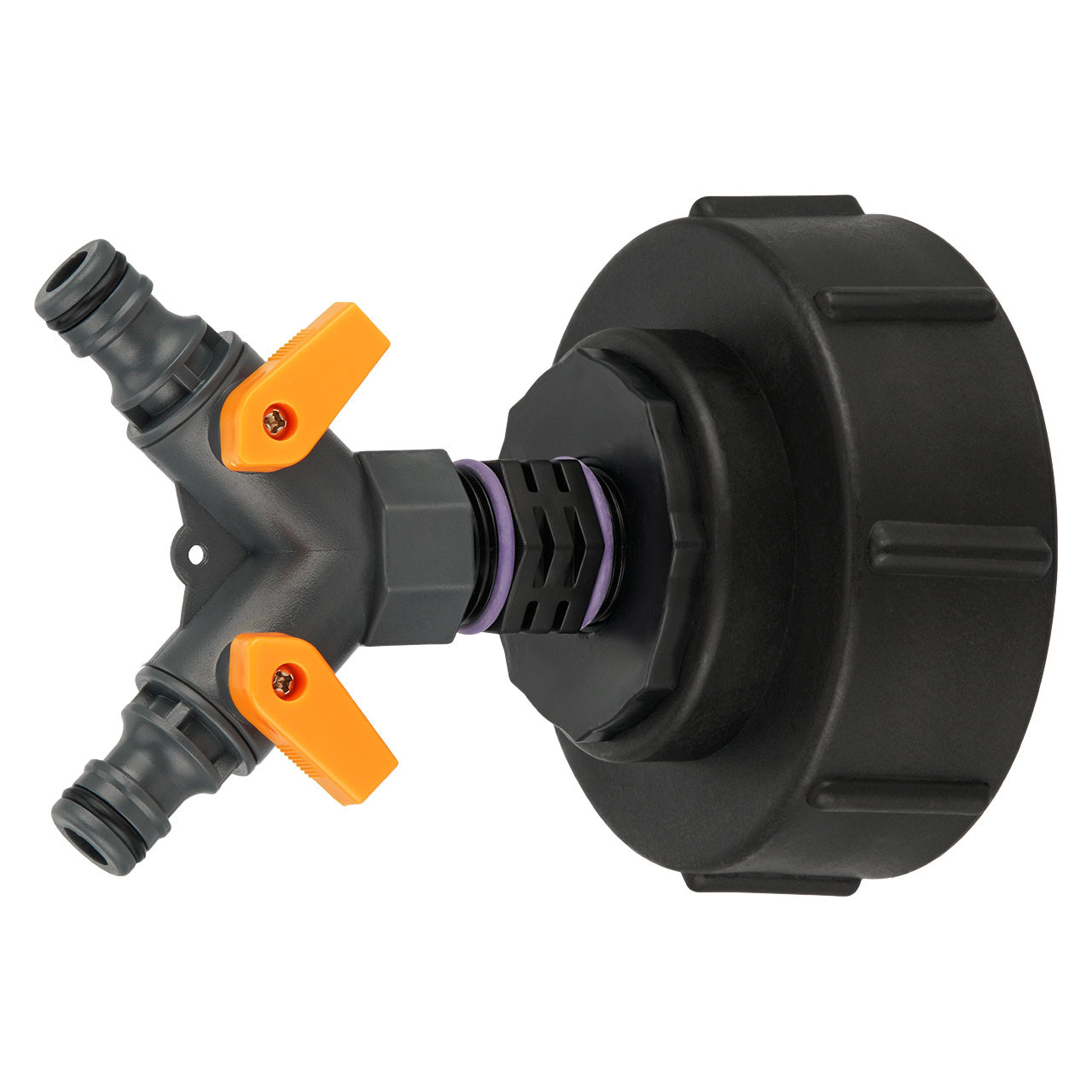 IBC Adapter S100x8 Grobgewinde (100mm) - 2-Wege-Ventil Hahn "GARDENA" kompatibel