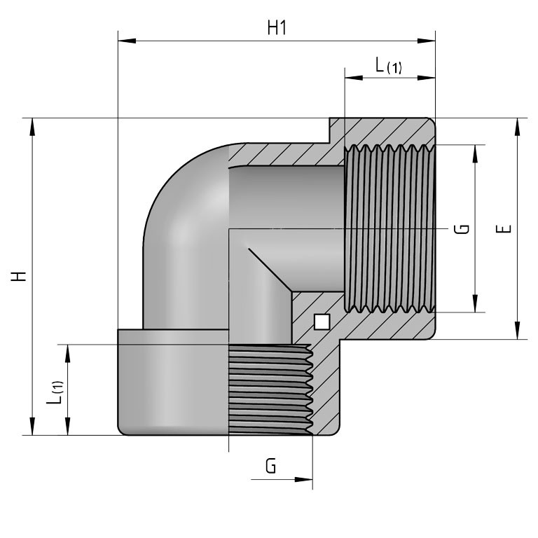 PP Gewindefittings Gewindeverschraubung Winkel 90° Fitting 2x Innengewinde
