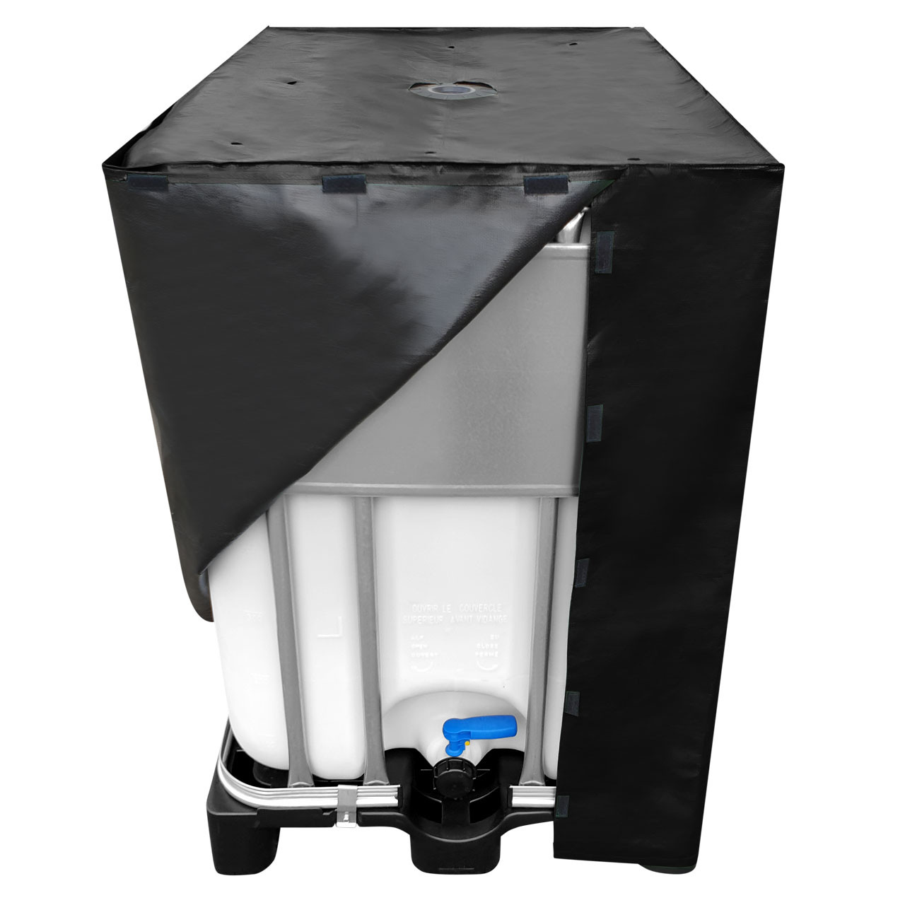 800l IBC Container Cover UV-Schutz Gewebe mit Klettverschluss in Schwarz