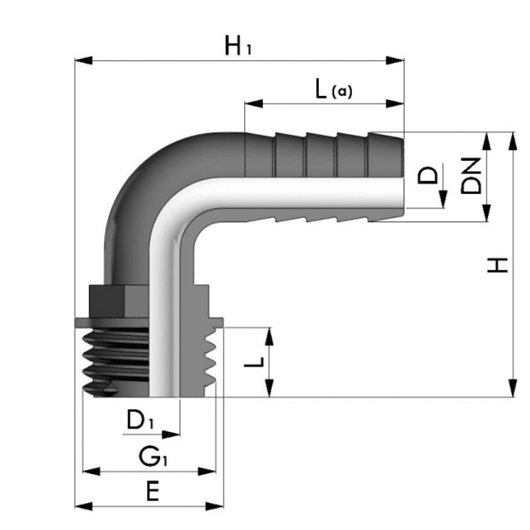 PP-Schlauchtulle-90-Aussengewinde-x-Tuelle-1 PP Winkel Schlauchtülle 90° Außengewinde x Tülle