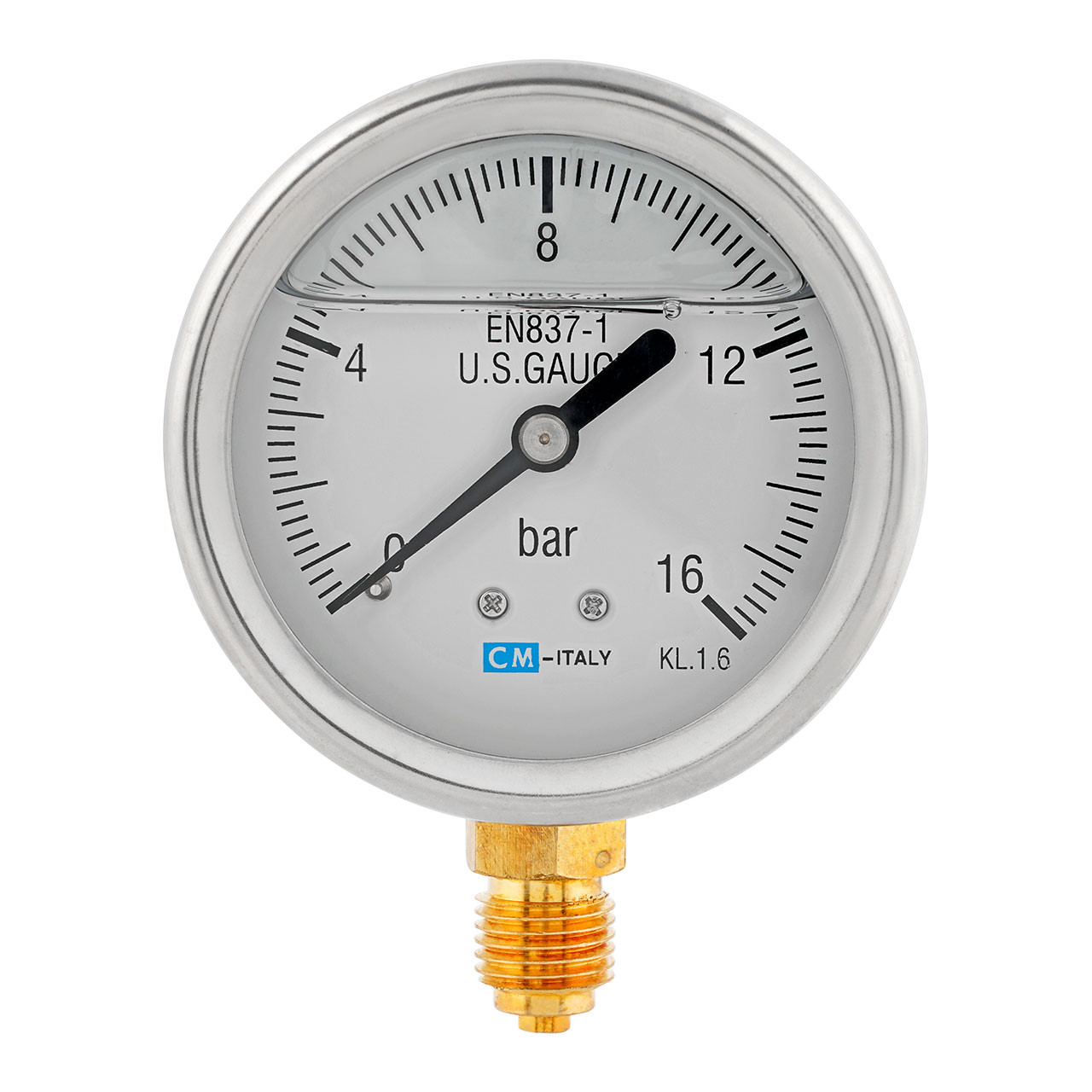 Manometer radial V2A Glyzerinfüllung 0-16 bar 1/4" AG