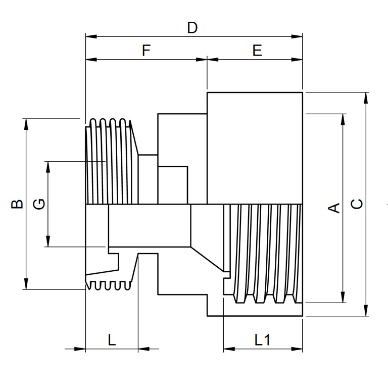 IBC-Edelstahl-Adapter-S60x6-Milchrohrgewinde-Stutzen-DIN11851-SS316L-DETAIL