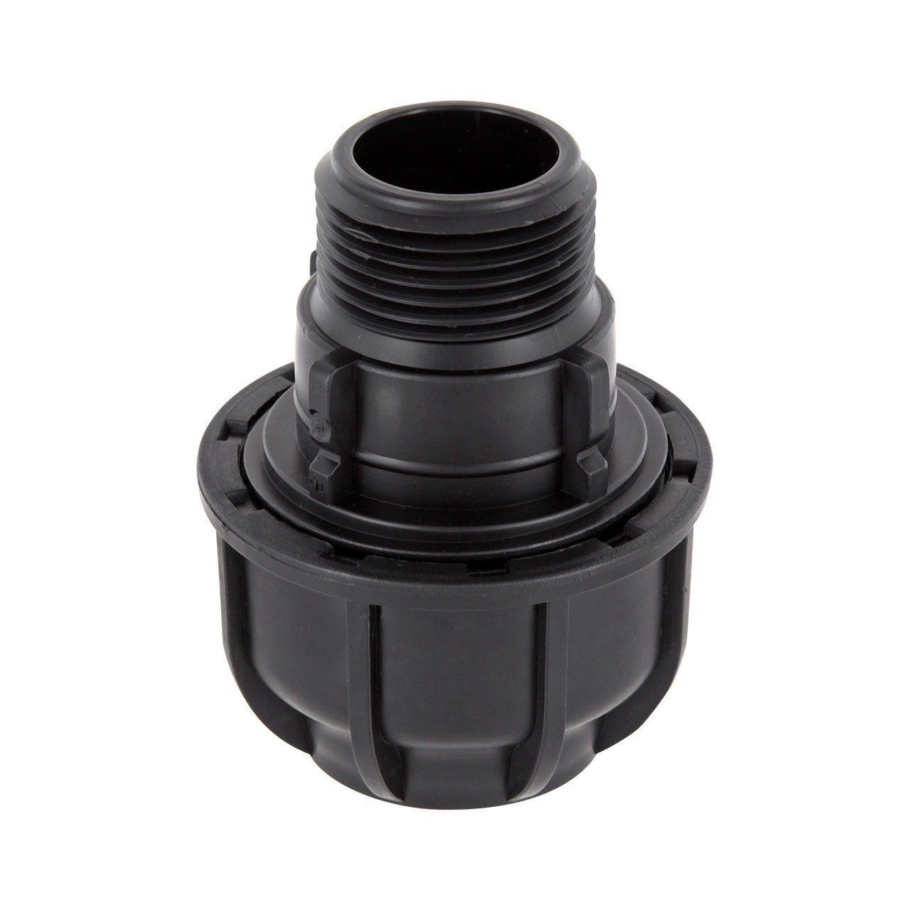 Muffe-Klemmverbindung-x-Aussengewinde-2 PP-Klemmfitting Klemmverschraubung Muffe Übergangsmuffe PE-Rohr Klemmverbindung x Außengewinde