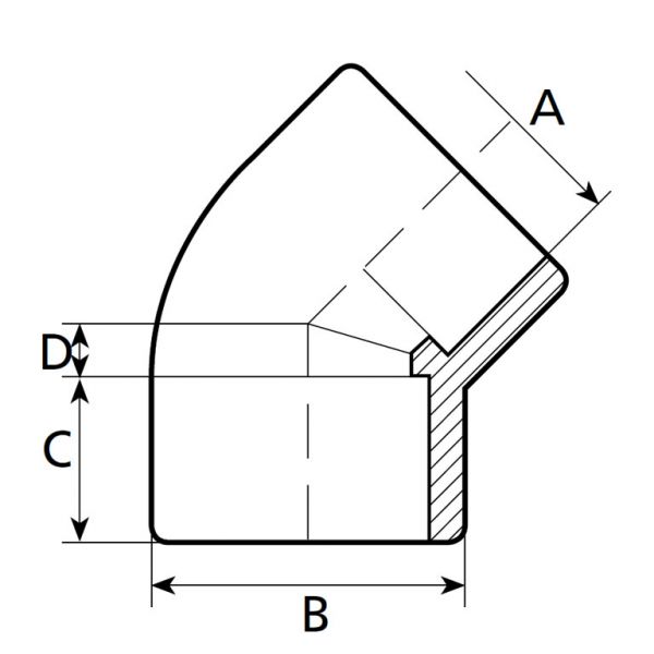 Vorschau: PVC-U Winkel 45° 2x Klebemuffe