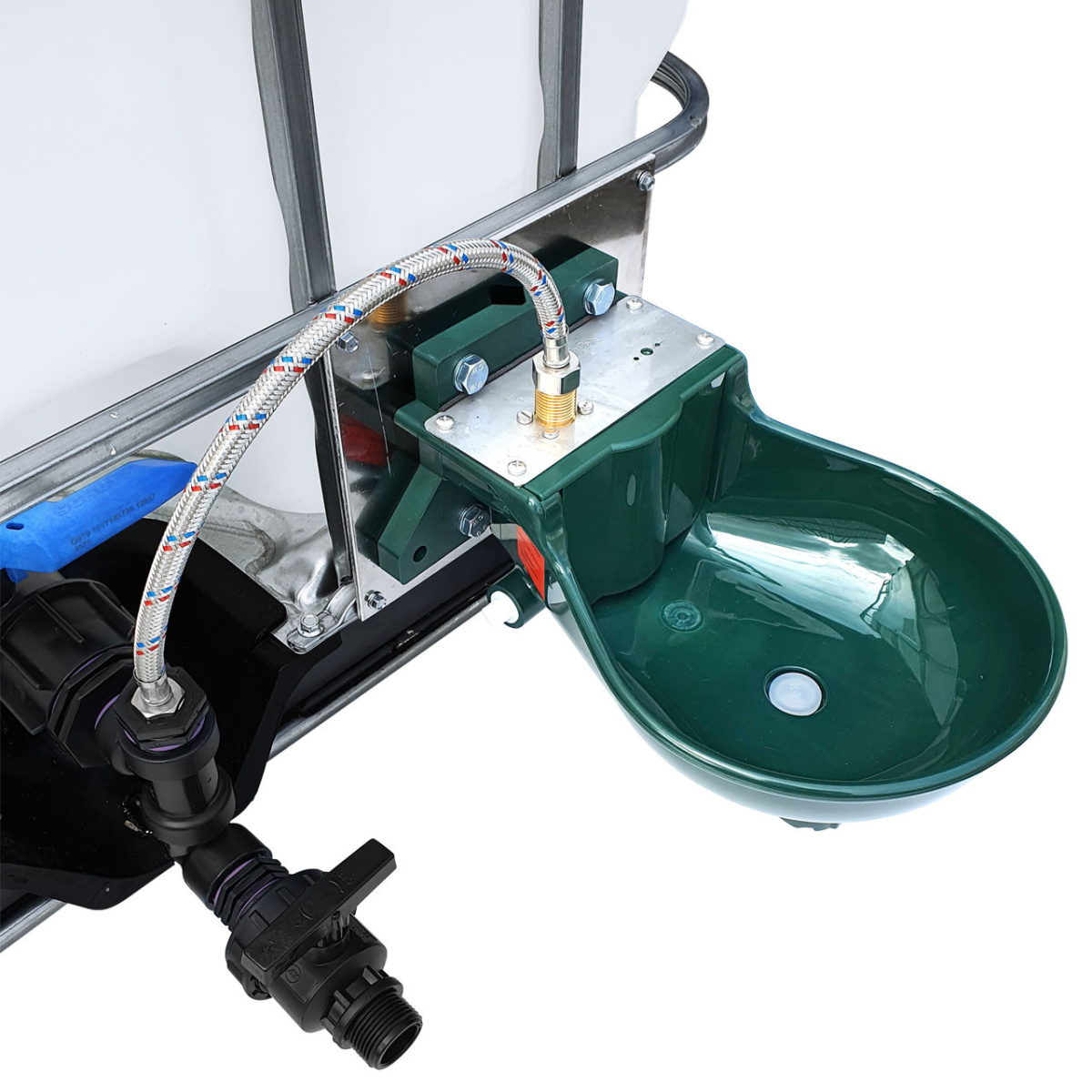 IBC Wassertank 1000 Liter Rebottled – Mit Neuer Innenblase Für Trinkwasser, Auf PE-Palette, Inkl. Armatur S60x6 Grobgewinde DN150