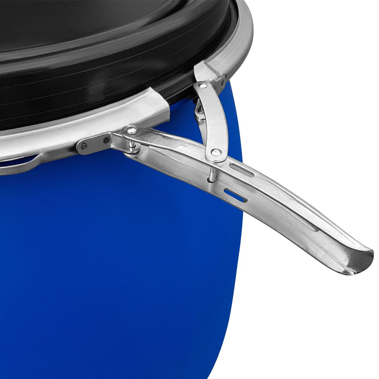 Produktbild von 60 L Weithalsfass Aus PE – Blau, Mit Deckel & Spannring, UN-zugelassen, Für Gefahrstoffe, -20 Bis +80 °C